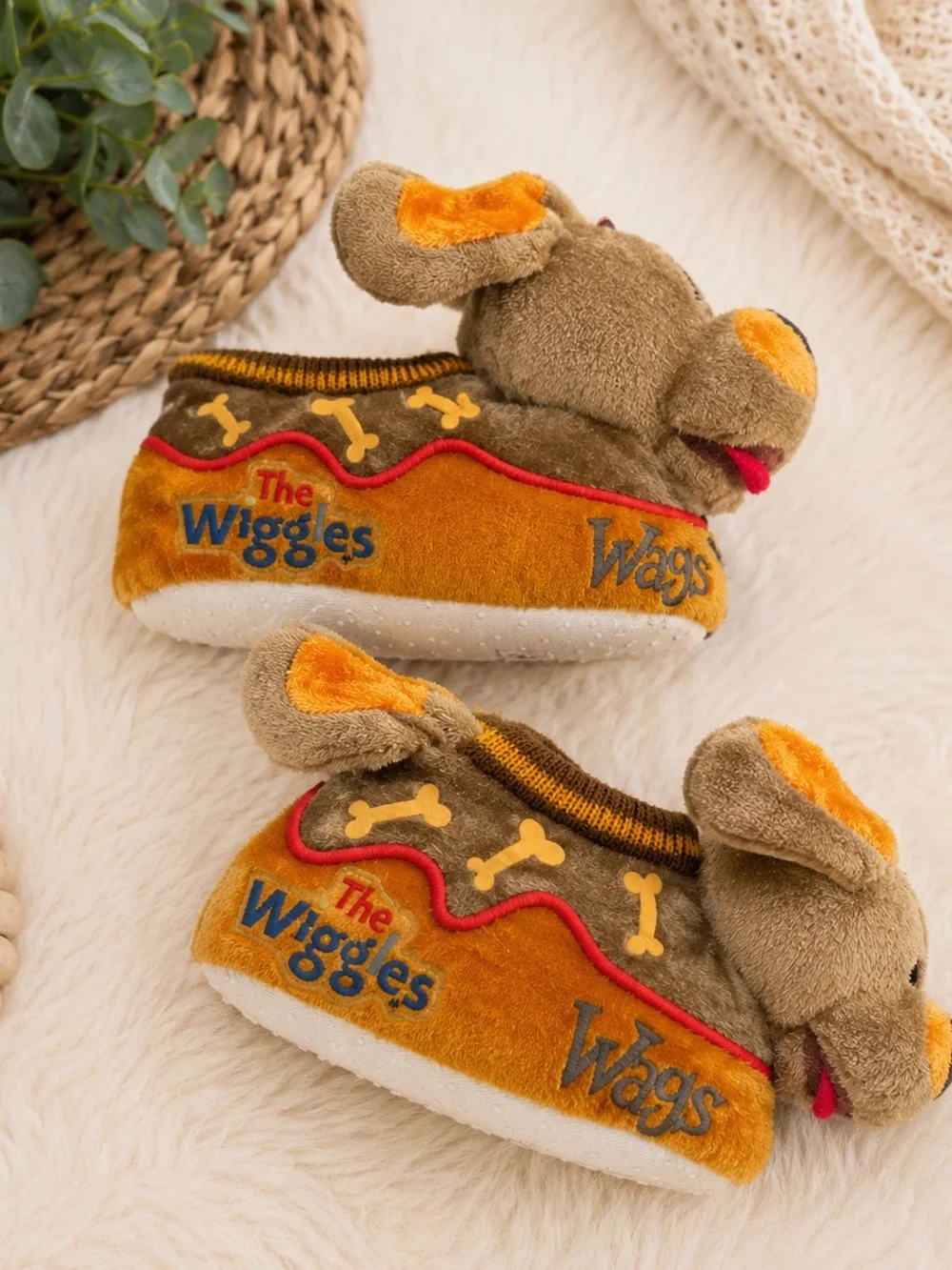 Vintage Wags Plush Dog Toddler Slippers Size Toddler 5/6 New